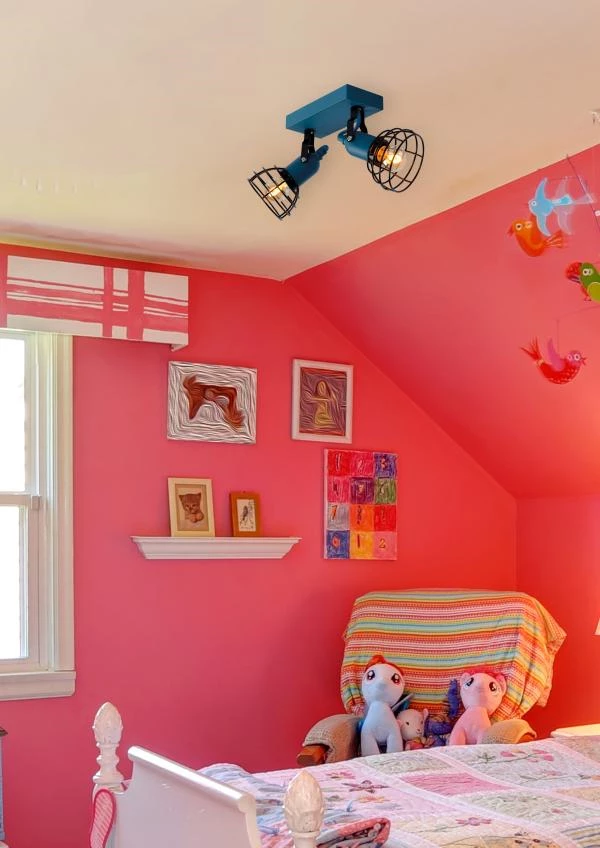 Lucide POLA - Spot plafond Chambres d'enfant - 2xE27 - Bleu - ambiance 2
